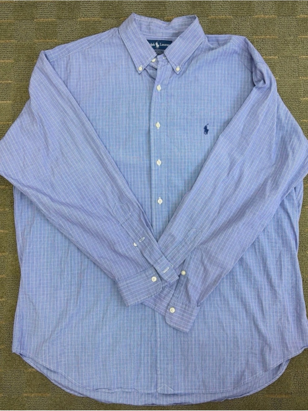 Ralph Lauren Blue Patterned Button-Down Shirt - Men's